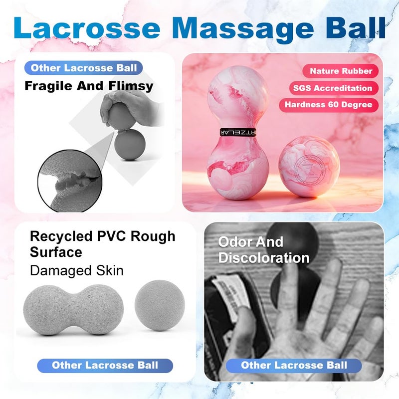 FITZELAR Double Lacrosse Massage Ball for Myofascial Release, SGS Certification, Massage Deep Tissue for Waist Back Feet, Trigger Point Therapy, Muscle Knots, Peanut Massage Ball for Muscle Pain - Image 4